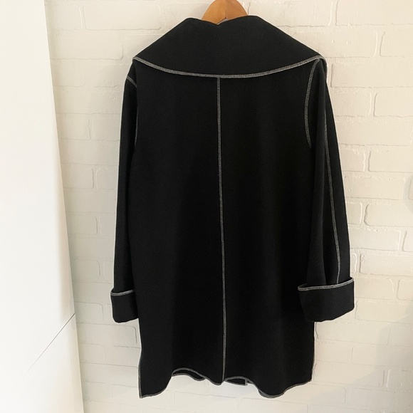 Vintage Vex Collection Women’s Pea Coat Black Contrasting stitches Wool blend M - Picture 10 of 11